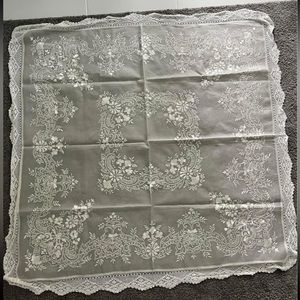 Vintage Silk Crochet White Tablecloth